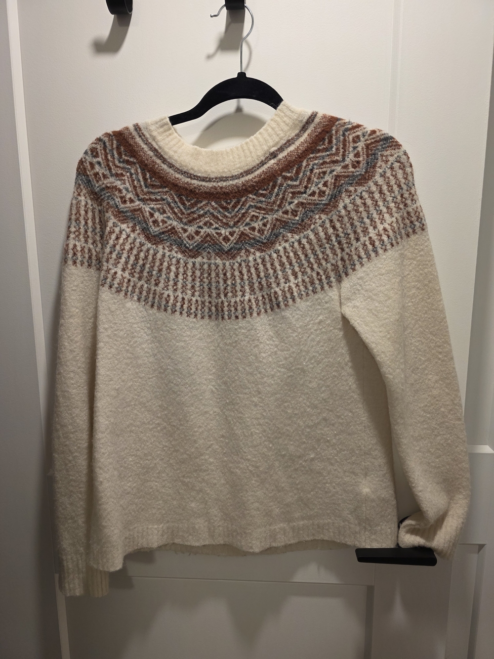 Joie Cream Fair Isle Yoke Turtleneck Sweater